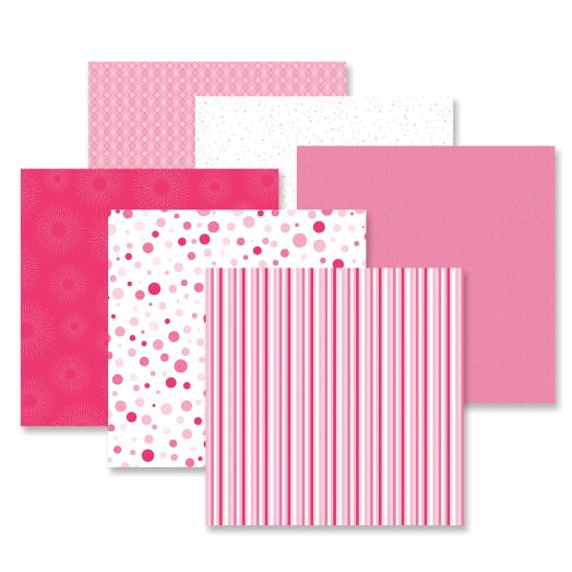 12X12 Scrapbook Paper Lot 12 Sheets Pink Black White Prints Card Making L12
