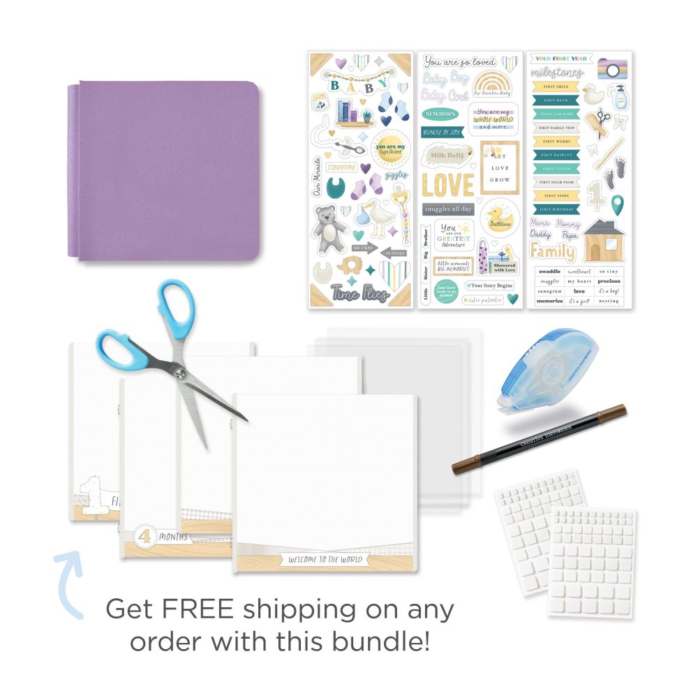8x8 Hyacinth Shimmer Welcome Baby Album Kit - Creative Memories