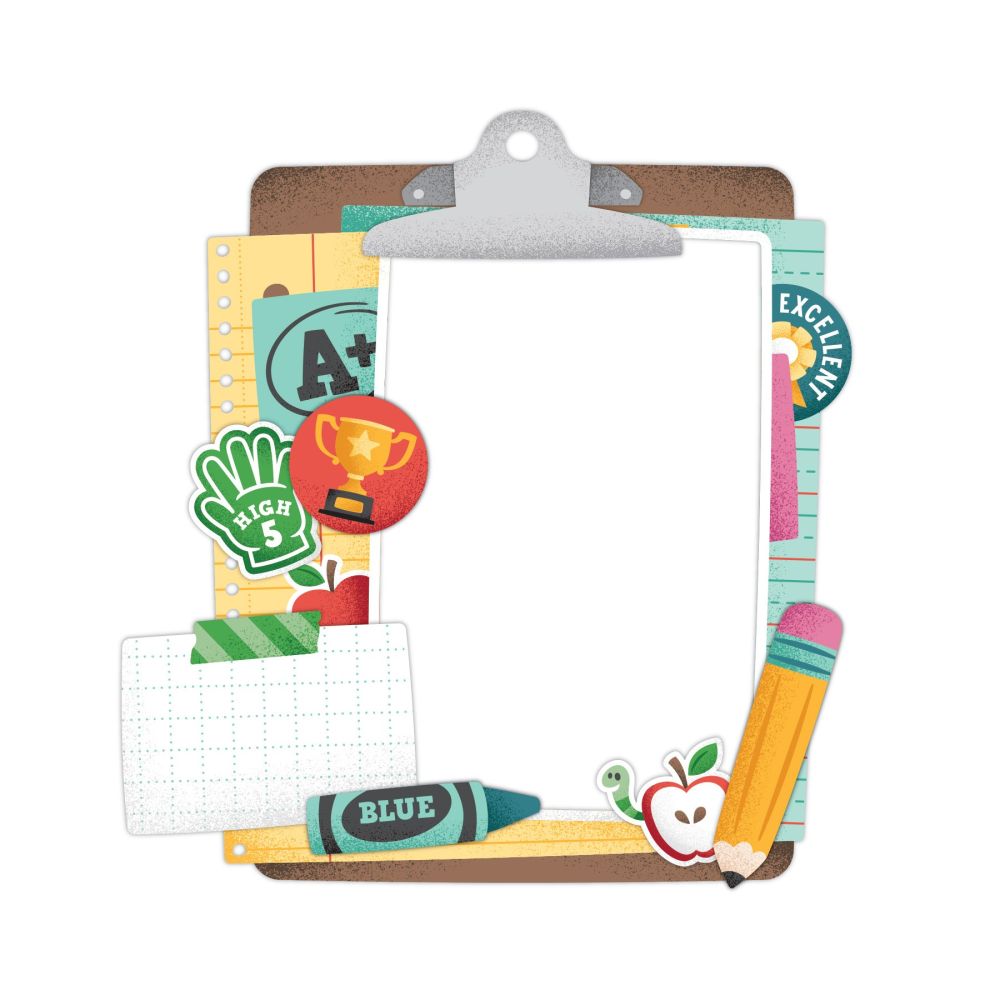 School Dayz XL Layered Clipboard Frame Embellishment - Creative