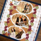 Closeup of a fall-themed layout using the Mirrored Ovals Recipe Template to create three vertical ovals with photos in them.