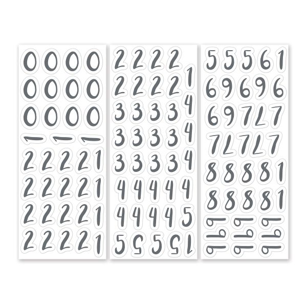 Gray Number Stickers (3/pk)
