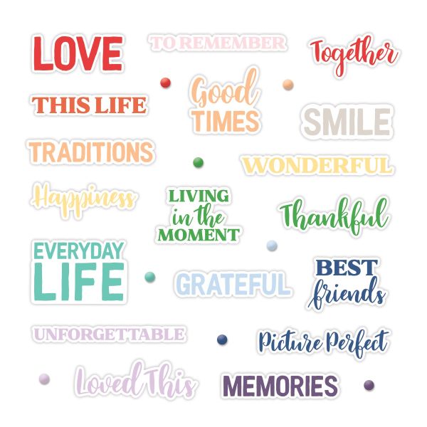 12 Sheet Quote Stickers for Journaling Scrapbooking Supplies, Word