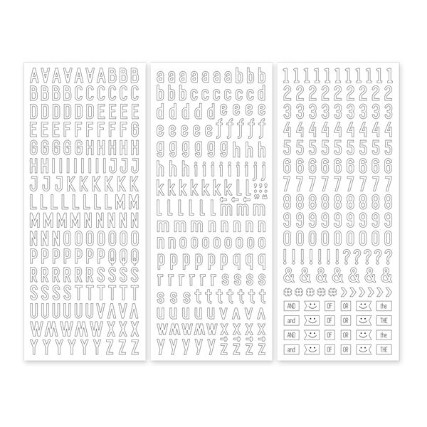 White Collegiate ABC/123 Letter Stickers - Creative Memories