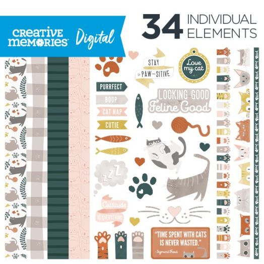 Creative Memories Cattitude cat digital scrapbooking kit - D657291