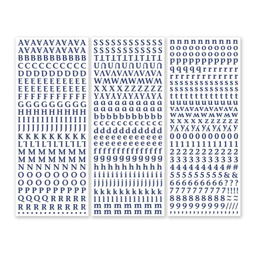 Blue Mini Letter Stickers: Blue Classy Mini ABC/123 Stickers