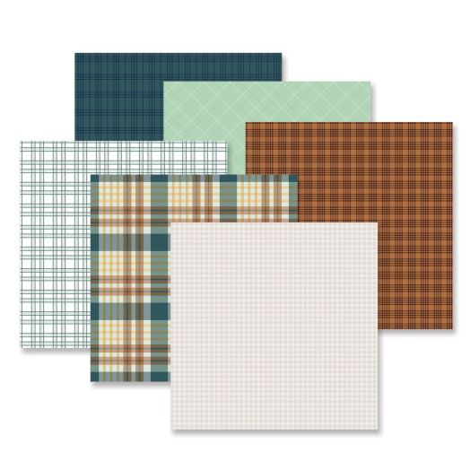 Totally Tonal Fall Paper Pack on a white background. Features plaid designs in autumn colors.