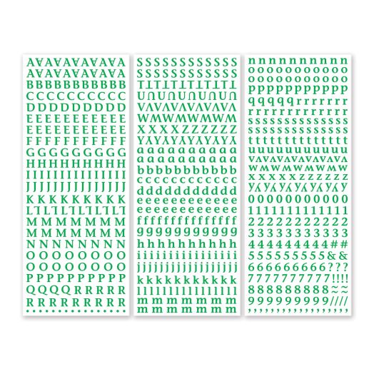 Green Mini Letter Stickers: Kelly Green Classy Mini ABC/123 Stickers