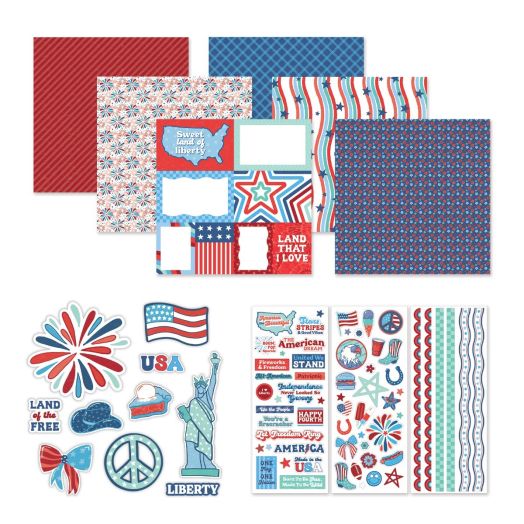 Patriotic Scrapbook Kit: All-American Blast Decorative Bundle