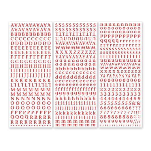 Red Mini Letter Stickers: Red Classy Mini ABC/123 Stickers