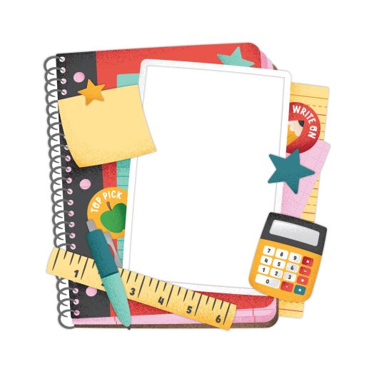 School Dayz XL Layered Notebook Embellishment