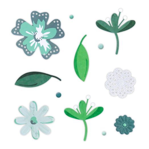 Teal Flower Embellishments: Floral Essential