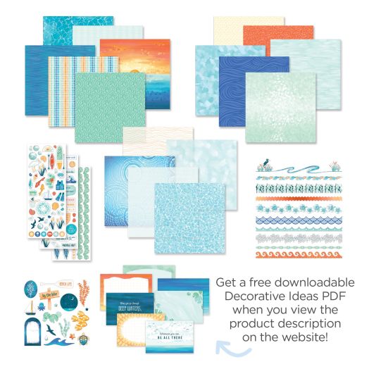 Water Themed Scrapbook Kit: Serene Waters Decorative Bundle