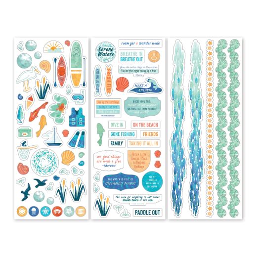 Water Themed Scrapbook Stickers: Serene Waters