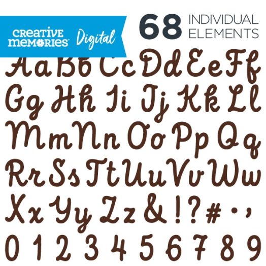 Digital Brown Script ABC/123 Elements