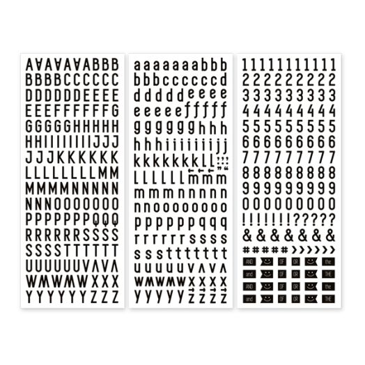 Black Sans Serif ABC/123 Letter Stickers (3/pk)