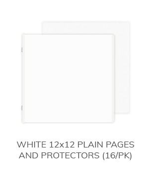 White 12 by 12 Plain Pages and Protectors (16/Pack)
